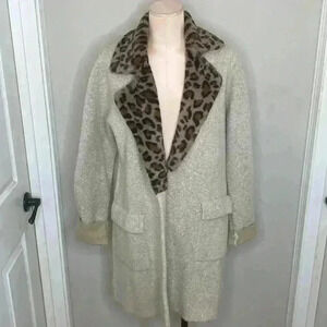 Evolution by Cyrus Womens Large Leopard Print Cardigan Duster